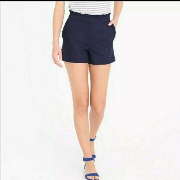 J. Crew Pants - NWT J Crew High Rise Ruffle Shorts navy